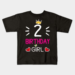 Kids 2nd Birthday Girl Crown Princess Kids T-Shirt